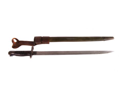 A WWI Remington bayonet, marked 1913 with 17 marked underneath, together with scabbard 