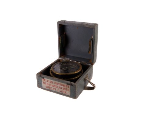 A WWII RAF type P10 bomber compass, marked with a broad arrow, No.10984T, in original fitted wooden case 