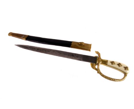 A WWII period German hunting dagger, by F.Horster Solingen, having oak leaf and acorn decoration to handle, leaf design to gu
