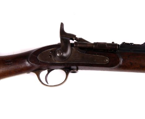 A Late 19th century Schneider military three-band rifle, London Small Arm Co percussion cap rifle, marked with a Crown above 