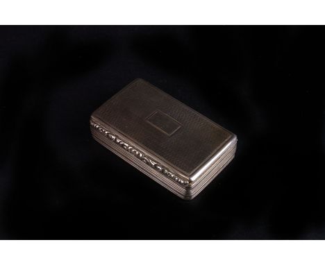 A George IV silver snuff box by Edward Smith, Birmingham 1829, engine turned overall, engraved with a leopard crest within a 