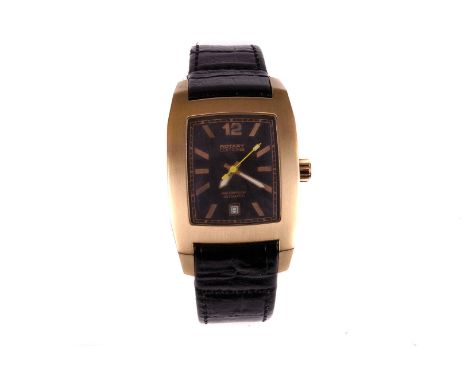A modern Rotary Editions Automatic gentleman's wristwatch, the large rose gold plated case with black dial having date apertu