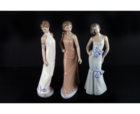 Five Nao 'Debutant' figures,  1990s, each modelled as young women in elegant dress, printed factory mark to base 