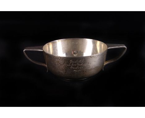 A George V silver christening quaiche by William Hutton & Sons, Sheffield 1926, of plain form with presentation inscription, 