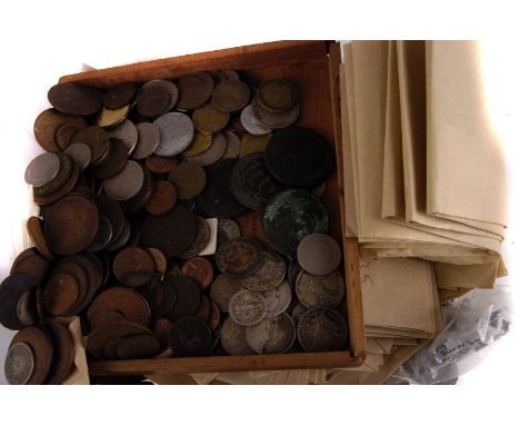 A collection of World & British coins, in two boxes, including several US examples, a William III six pence, an interesting 1