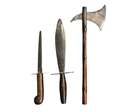 Pair of daggers and an axe. 