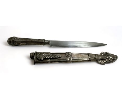 Argentinian Gaucho dagger, signed to scabbard Quero Quero. Blade marked for Inox Quero-Quero Harca Degist. Traditional design