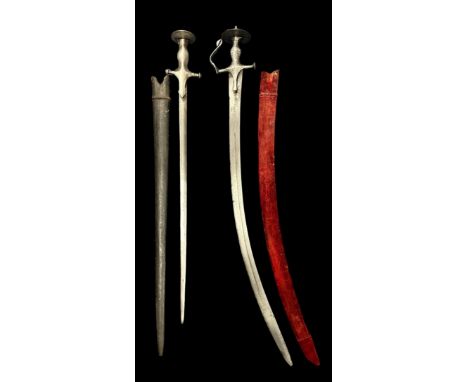 19th Century Indo-Persian Swords. Early 19th Century Indian Tulwar: Featuring a 31-inch, slightly curved single-edged blade w