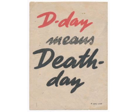 Diary of Death - Second World War airborne Propaganda leaflet, double-sided illustrated leaflet with front reading ' Diary of