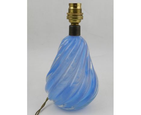A Venetian glass table lamp base of wrythen design, H. 22cm