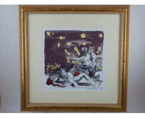 Ruskin Spear (1911 - 1990), Out for the Count, lithograph 31/48, signed and dated '86 lower right, 25x 25cm.