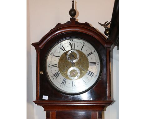 19th century&nbsp; longcase clock with dial marked for Allison of Montrose, subsidiary seconds and calendar dials in mahogany