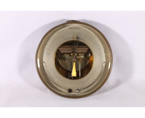 Pertuis, Naudet, Hulot & Bourgeois brass bulk head Holosteric barometer, numbered 36565, PNHB in circle mark to the reverse, 
