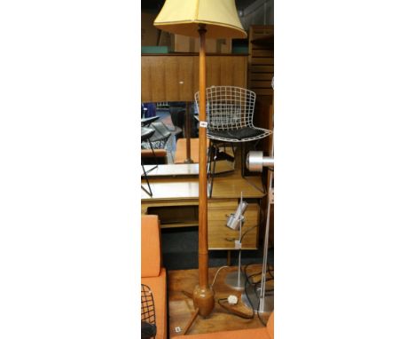 Mid 19th century standard lamp, tapering turned column, on tripod legs, 146cm high. 