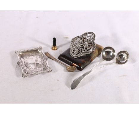 Victorian silver Punch pin tray by&nbsp;Edward Durban &amp; Co, Birmingham 1896, a pair of Georgian silver toddy ladles by Jo