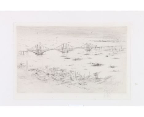WILLIAM WALCOT RBA RE (1874-1943)&nbsp;Forth Bridge&nbsp;Pencil signed etching 14cm x 22.5cm&nbsp; 
