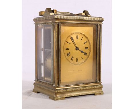 Aird and Thomson of Paris brass repeater carriage clock, 13cm tall Handle broken off. Glass intact. The clock appears to be g