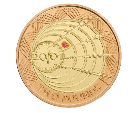 UK, Gold Proof Two Pounds 2001, Marconi, Wireless Bridges the Atlantic edition, commemorating the 100th anniversary of the fi