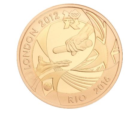 UK, Gold Proof Two Pounds 2012, London 2012 Olympics, Handover to Rio edition, one of only 1200 issued, (.917 gold, 28.4mm, 1