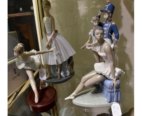 3 Lladro ballerina figures and a standing Nao ballerina. 4 items.Condition: All in very good overall condition.