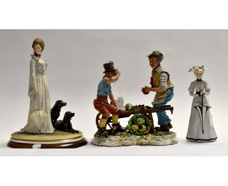 A Capodimmte bisque porcelain figure of HRH Princess Anne (Princess Royal) modelled by Bruno Merli, signed with two Labradors