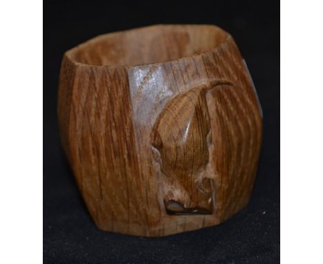 Robert "Mouseman" Thompson, hand carved oak napkin ring