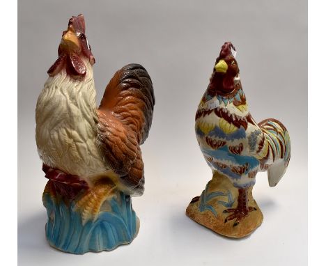 Two large ceramic cockerels&nbsp;