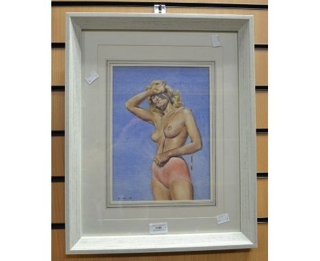 A pastel study portrait of a female by the American artist Edward Hurst, 1912-1972, signed, together with a watercolour of a 