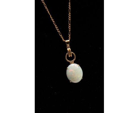 A 9ct opal pendant, on fancy link chain, approx 5.2gms gross (box)