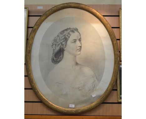 An oval portrait of Lady Gertrude Talbot
