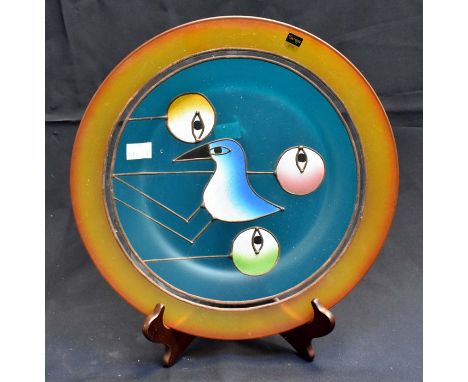 An unusual art glass Svaga plaque in the style of Picasso