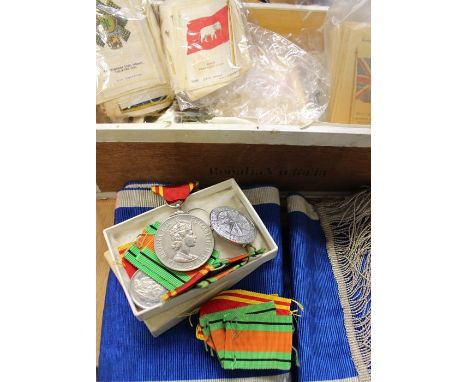 A Masonic silk sash, cigarette silks, WWI silk postcards etc