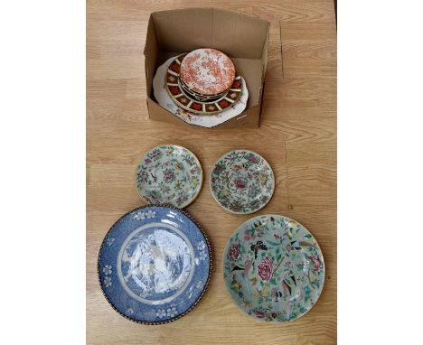 Royal Crown Derby Imari 1128 plates, Derby Red Aves plate and Posy pattern plates and trinket dishes