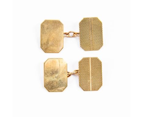 A pair of 9ct gold cufflinks, 4.7gms, in a blue/cream fitted box