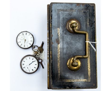 Two silver pocket watches plus tin, to include&nbsp; a C &amp; S Finch version, together with another open faced version a/f 