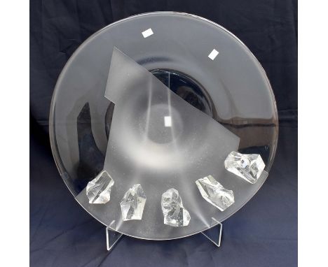 A large Svaja art glass centrepiece with crystal iceberg decoration.