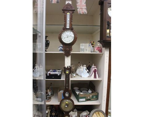 Two barometers, Georgian AF and a Victorian wall banjo barometer