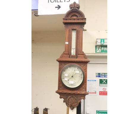A late Victorian mahogany wall barometer&nbsp;