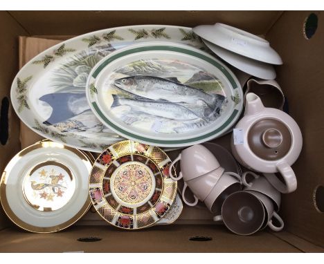 Portmeirion The Complete Angler, British Fish, large sewing plate and six oval plates, together with a 1960's Poole coffee se