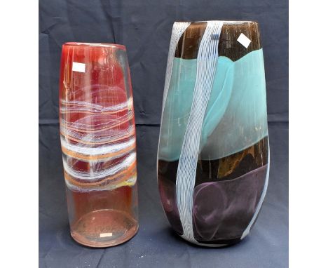 Two Svaja art glass vases, medium size, various colourways.
