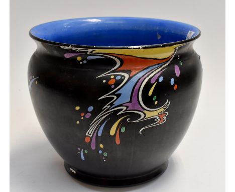 A circa 1930/50's ceramic planter by Shelley, black ground (AF)
