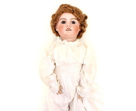 Verlingue: A bisque head doll, marked to neck '10 Liane', Made by Jules Verlingue, France, wooden jointed elbows and knees, s
