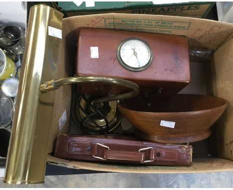 A mahogany Victorian magnetic indicator; a cased game of Mahjong; desk lamp; and a wooden panel