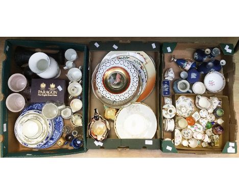 A collection of 20th Century ceramics including commemorative cups, plates, vases, glasswares, and others along with miniatur
