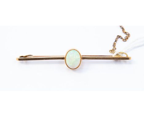 A 15ct gold and opal bar brooch, total gross weight approx 4.6gms