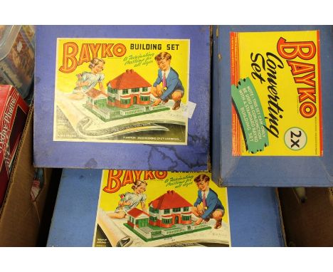 Bayko; sets 1 and 3 plus two converting sets, contents A/F, includes instruction manual, plus Dennis Wheatleys game Invasion 