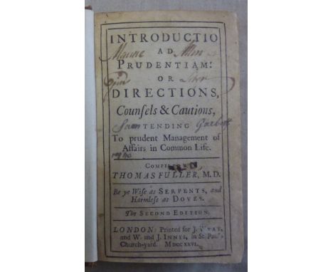 Introducio ad Prudentiam: or Counsels & Cautions, Tending to Prudent Management of Affairs in Common Life compiled by Thomas 