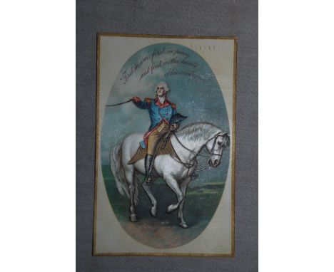 American 1909 Postcard showing George Washington on horseback "First in War, First in peace and first in the hearts of his Co