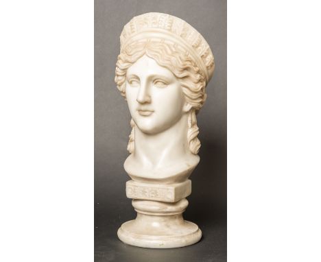 Italian Sculptor 19th Century, Hera. Marble bust white. Sculpted. 50 cm high.