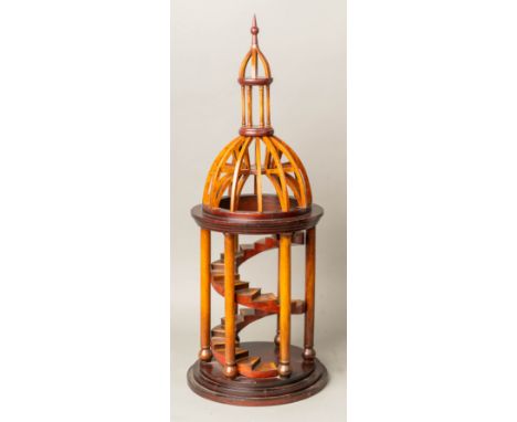Architectural Model, Arched tower with colums and stairs , wood in different colours . 90 cm high